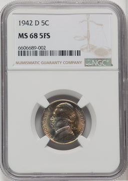 1942-D 5C FS Jefferson Nickel NGC MS68