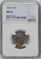 1935-D 5C Buffalo Nickel NGC MS66