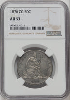 1870-CC 50C WB-5 Seated Half Dollar NGC AU53