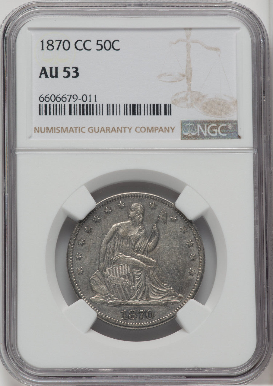 1870-CC 50C WB-5 Seated Half Dollar NGC AU53