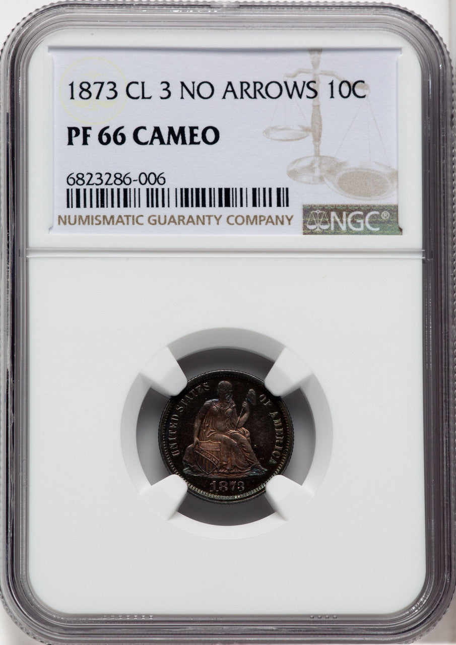 1873 10C CA Proof Seated Dime NGC PR66