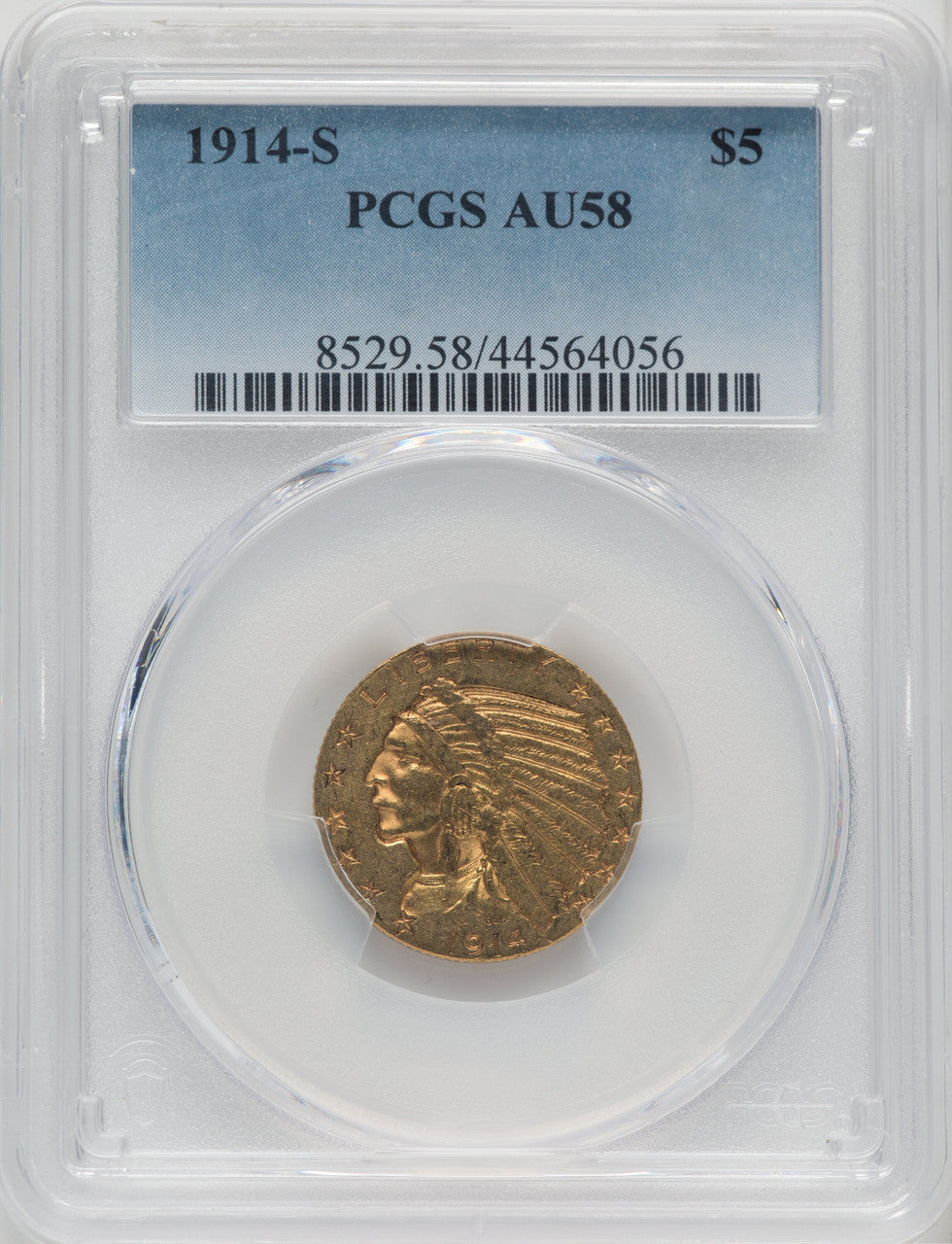 1914-S $5 Indian Half Eagle PCGS AU58