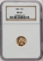 1889 G$1 Gold Dollar NGC MS63