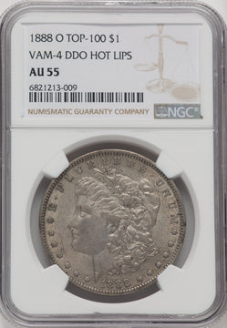 1888-O $1 Hot Lips VAM-4 Morgan Dollar NGC AU55