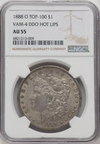1888-O $1 Hot Lips VAM-4 Morgan Dollar NGC AU55