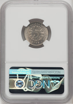 1866 5C RAYS Shield Nickel NGC MS65+