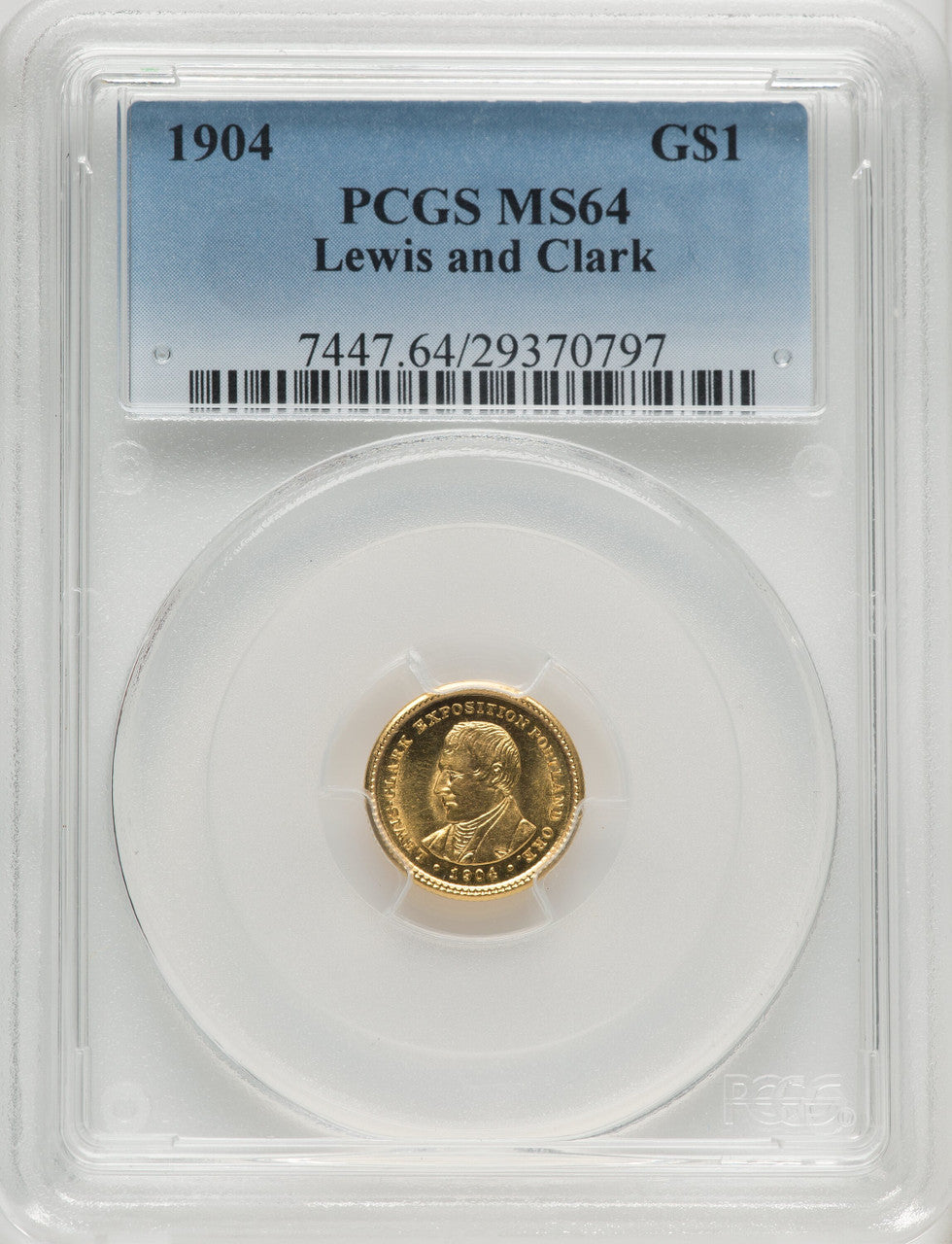 1904 G$1 Lewis and Clark Commemorative Gold PCGS MS64