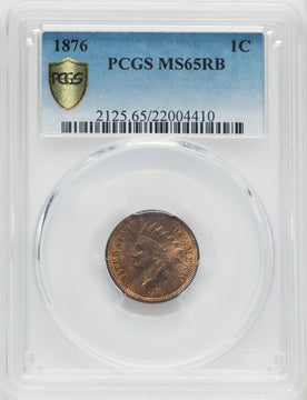 1876 1C RB Indian Cent PCGS MS65