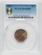 1876 1C RB Indian Cent PCGS MS65
