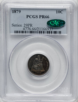 1879 10C CAC Proof Seated Dime PCGS PR66