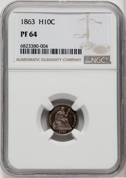 1863 H10C Proof Seated Half Dime NGC PR64