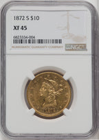 1872-S $10 Liberty Eagle NGC XF45