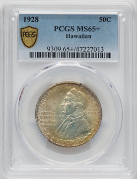 1928 50C Hawaiian Commemorative Silver PCGS MS65+