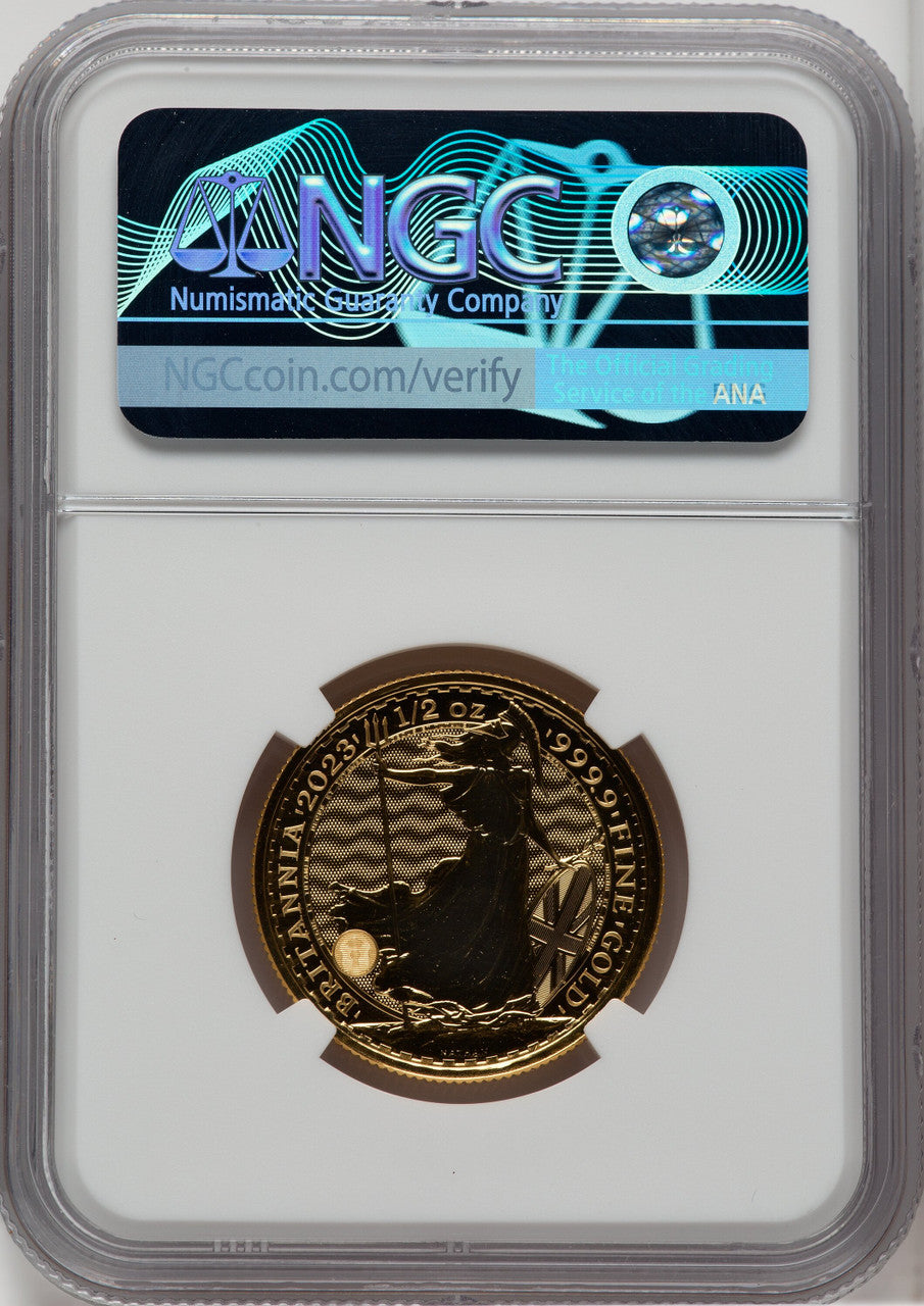 2023 G.B. G$50 BRITTANIA-KC III OBVERSE 305TH COIN STRUCK Royal Succession NGC MS69