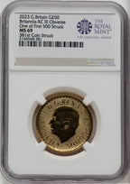 2023 G.B. G$50 BRITTANIA-KC III OBVERSE 381ST COIN STRUCK Royal Succession NGC MS69