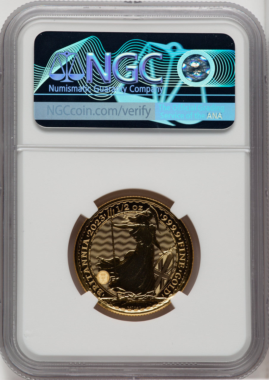 2023 G.B. G$50 BRITTANIA-KC III OBVERSE 480TH COIN STRUCK Royal Succession NGC MS69