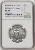 2007-W $50 Half-Ounce Platinum Eagle Burnished Brown Label NGC MS70