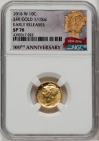 2016-W 10C-50C Gold Centennial Three Coin Set First Strike Modern Commemoratives NGC MS70