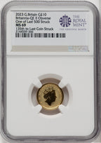 2023 G.B. G$10 BRITANNIA-QE II OBVERSE 135TH TO LAST COIN STRUCK Royal Succession NGC MS69