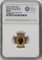 2023 G.B. G$10 BRITANNIA-QE II OBVERSE 152ND TO LAST COIN STRUCK Royal Succession NGC MS69