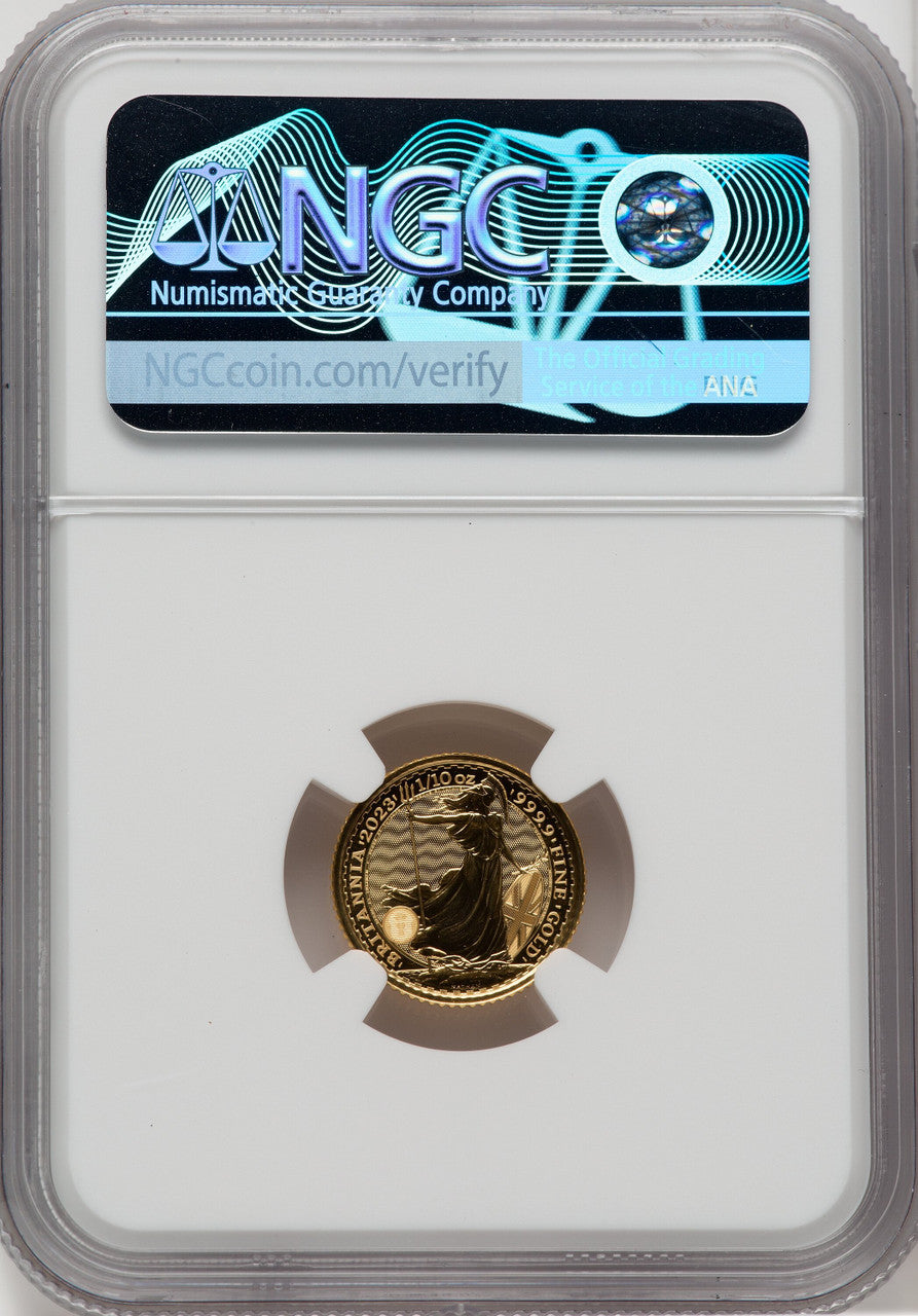 2023 G.B. G$10 BRITANNIA-QE II OBVERSE 157TH TO LAST COIN STRUCK Royal Succession NGC MS69
