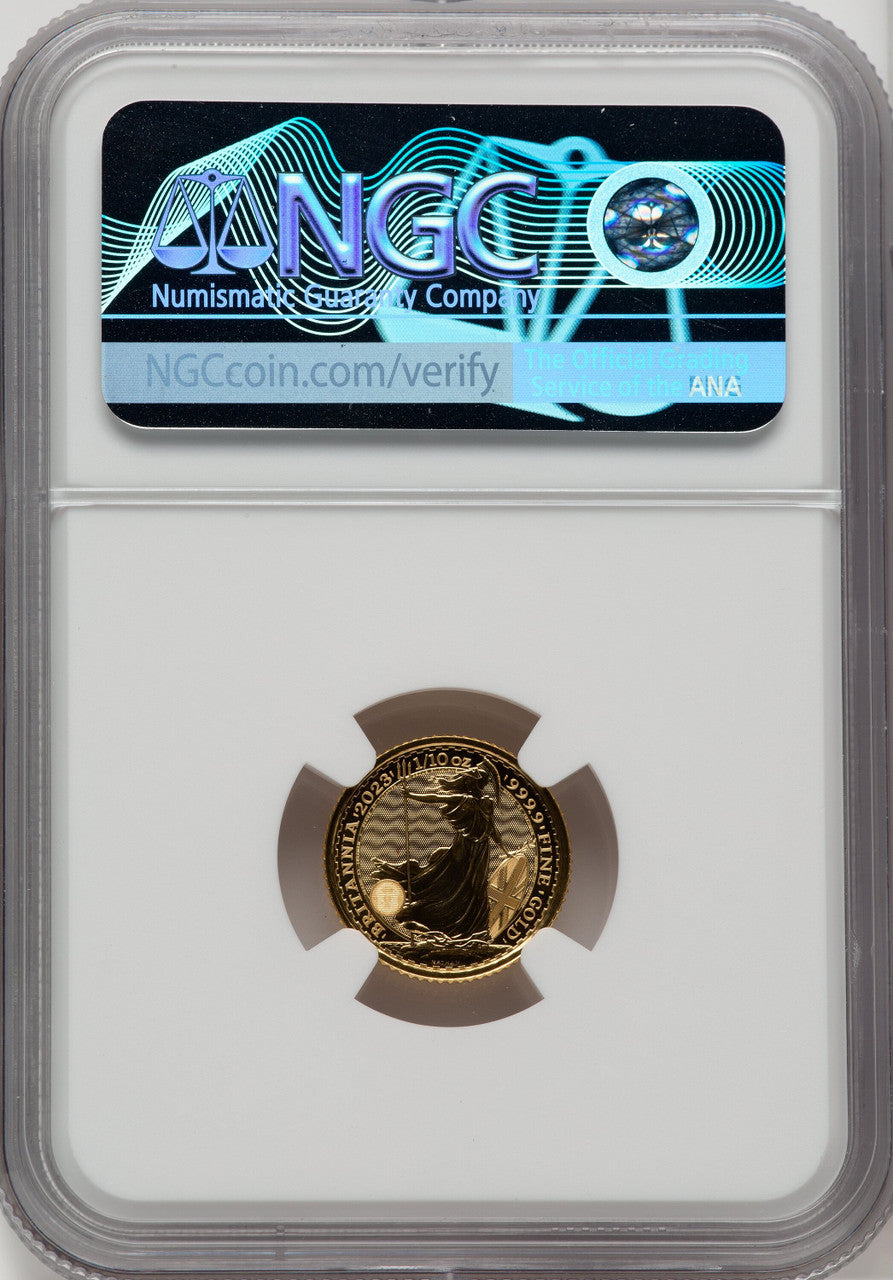 2023 G.B. G$10 BRITANNIA-QE II OBVERSE 202ND TO LAST COIN STRUCK Royal Succession NGC MS69