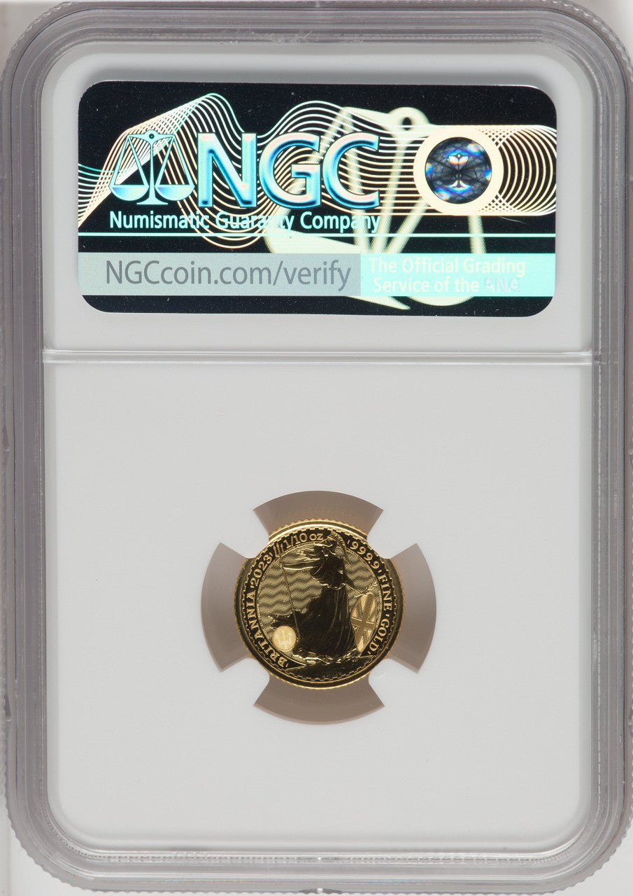 2023 G.B. G$10 BRITANNIA-QE II OBVERSE 431ST TO LAST COIN STRUCK Royal Succession NGC MS69