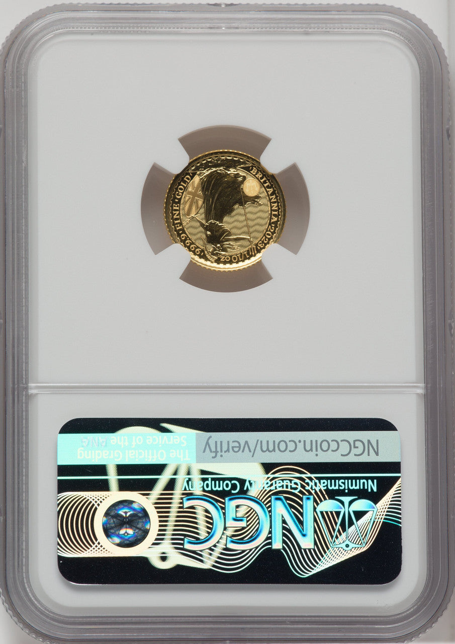 2023 G.B. G$10 BRITANNIA-QE II OBVERSE 496TH TO LAST COIN STRUCK Royal Succession NGC MS69