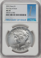 2023 $1 Peace First Day of Issue FDI 1ST Modern Commemoratives NGC MS70