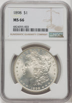 1898 $1 Morgan Dollar NGC MS66