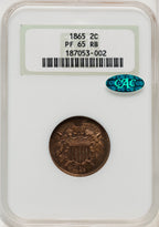 1865 2C RB CAC Proof Two Cent Pieces NGC PR65