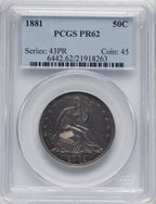 1881 50C Proof Seated Half Dollar PCGS PR62