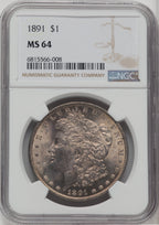 1891 $1 Morgan Dollar NGC MS64 (504760019)