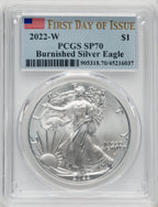 2022-W S$1 Silver Eagle Burnished FDI PCGS SP70