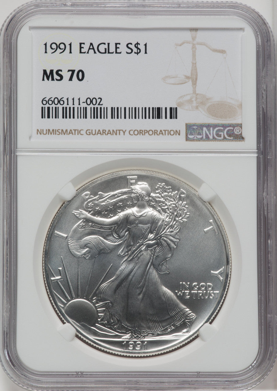 1991 S$1 Silver Eagle NGC MS70