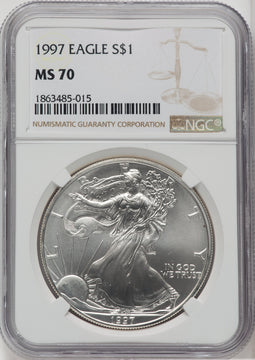 1997 S$1 Silver Eagle NGC MS70