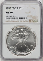 1997 S$1 Silver Eagle NGC MS70