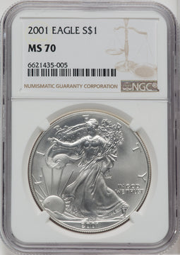 2001 S$1 Silver Eagle NGC MS70
