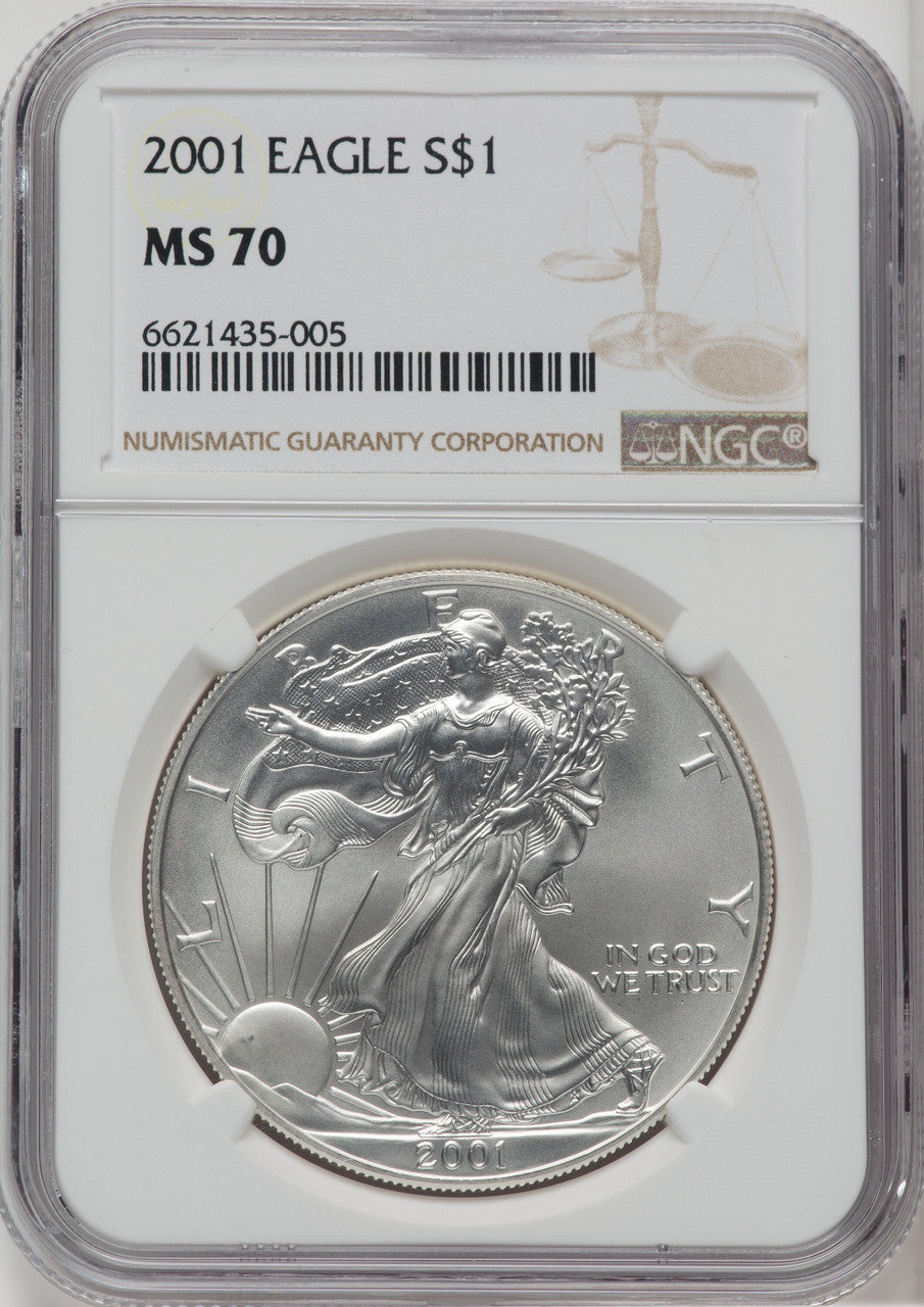 2001 S$1 Silver Eagle NGC MS70