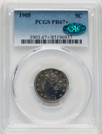 1905 5C CAC Proof Liberty Nickel PCGS PR67+