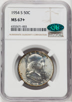 1954-S 50C CAC Franklin Half Dollar NGC MS67+