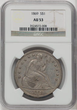 1869 S$1 Seated Dollar NGC AU53