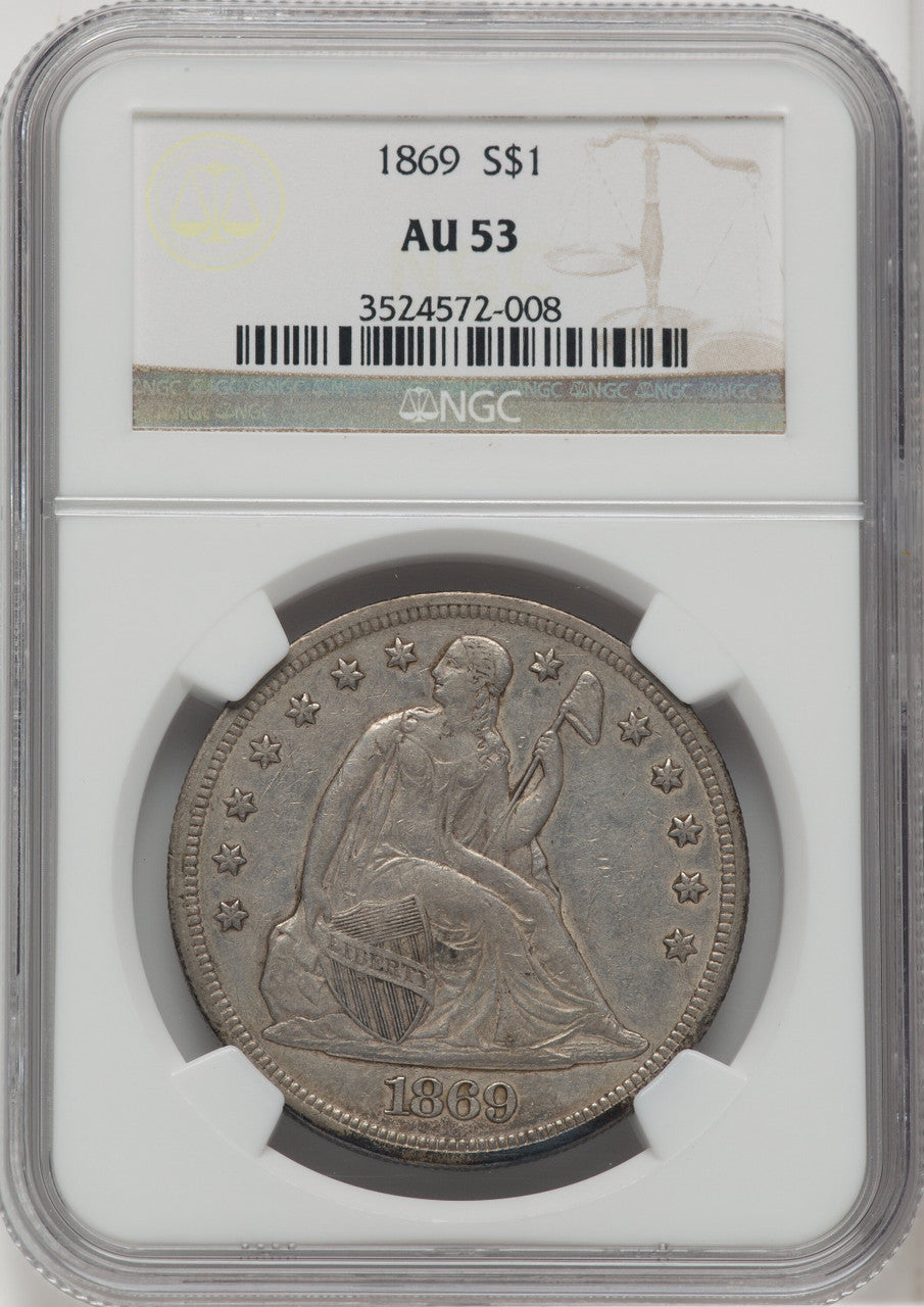 1869 S$1 Seated Dollar NGC AU53