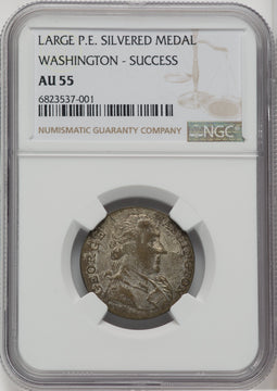 Undated Washington Success Medal Large Size Plain Edge Silvered Colonials NGC AU55