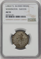 Undated Washington Success Medal Large Size Plain Edge Silvered Colonials NGC AU55