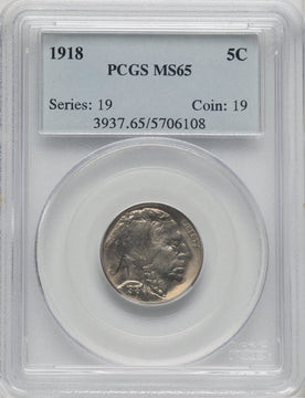 1918 5C Buffalo Nickel PCGS MS65