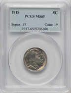 1918 5C Buffalo Nickel PCGS MS65