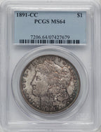 1891-CC $1 Morgan Dollar PCGS MS64