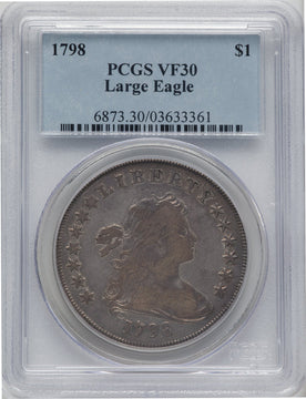 1798 S$1 Large Eagle Pointed 9 Early Dollar PCGS VF30