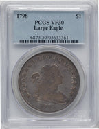 1798 S$1 Large Eagle Pointed 9 Early Dollar PCGS VF30